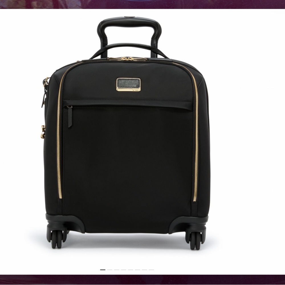 Tumi Black Rolling Carry-On with Gold Hardware